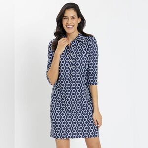 Jude Connally Susanna dress in‎ dancing links navy white coastal chic size large